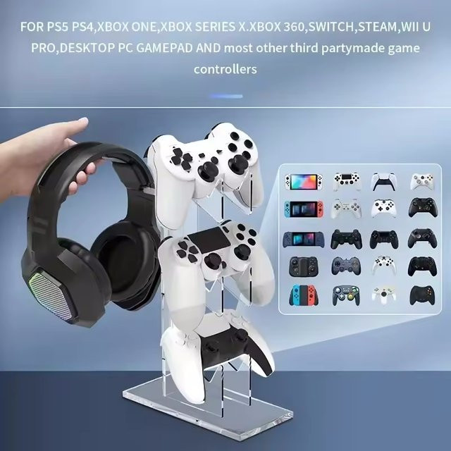 AyeBeau Game-Controller-Ständer für PlayStation, Xbox und Nintendo Switch Pro in Schwarz und Transparent - Bild 1