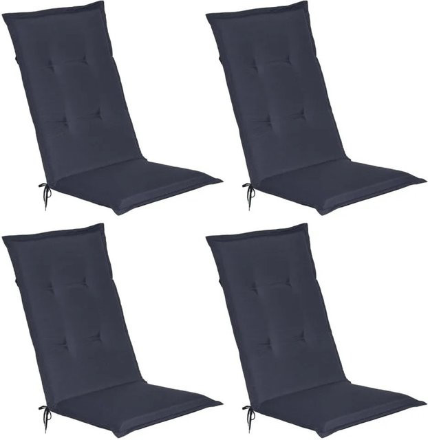 Beautissu Loft HL Hochlehner 4-teiliges Set Dunkelblau B/H/T: 120 x 50 x 6 cm - Bild 1