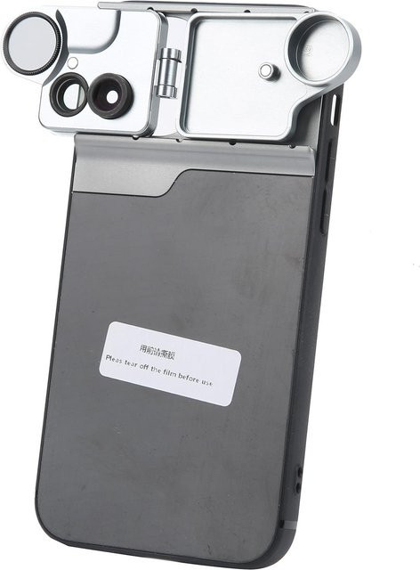 Igeteck Multi-Objektiv-Handyhülle für iPhone 12 mit Makro-Fisheye-CPL-Filterobjektiv in Grau - Bild 1