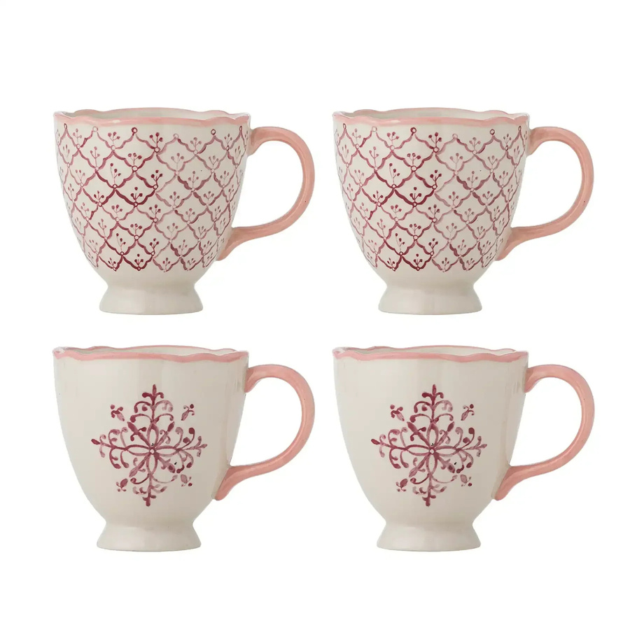 Bloomingville Wonderland Steingutbecher in Rosa, 4er-Set - Bild 1