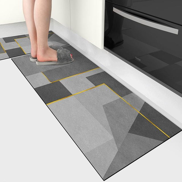 Yiran Furniture Küchenbodenmatte aus Kieselgur, wasserabsorbierend und schmutzabweisend, zweiteilige Anti-Rutsch-Unterlage, B/T: 60 x 40 cm - Bild 1