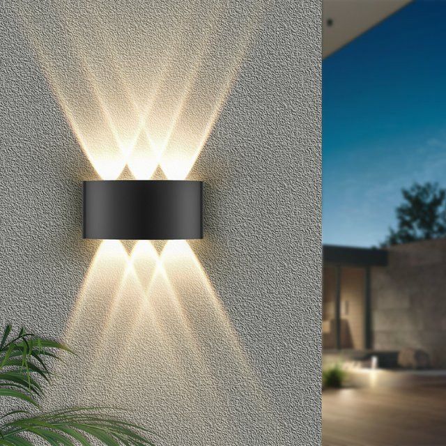 Oraymin LED-Wandleuchte Schwarz, 6 W, IP65, warmweiß, Außen- und Innenwandleuchte aus Aluminium - Bild 1