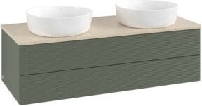 V&B Waschtischunterschrank Antao mit Frontstruktur in Grau, B/T/H: 120 x 36 x 50 cm - Bild 1