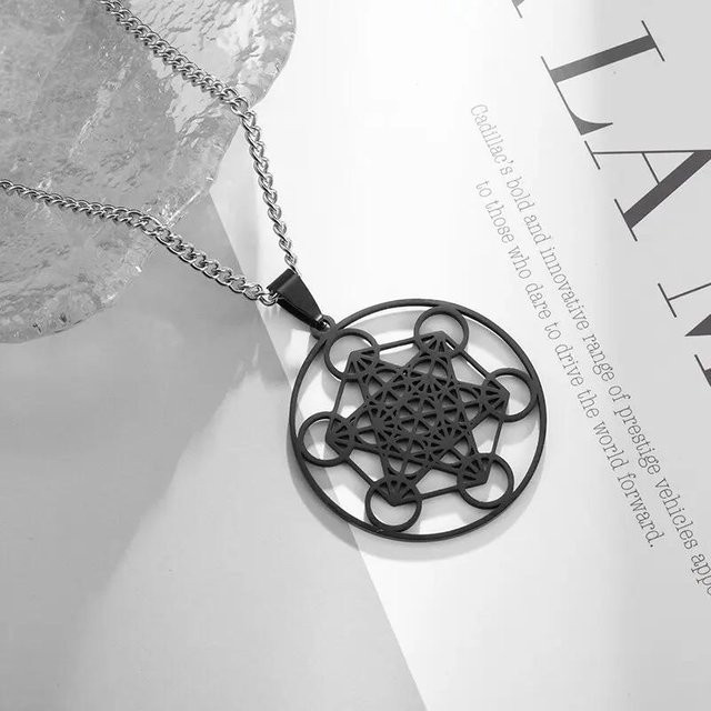 Rui Di Halskette Anhänger Blume des Lebens, Edelstahl, Unisex, white - Bild 1