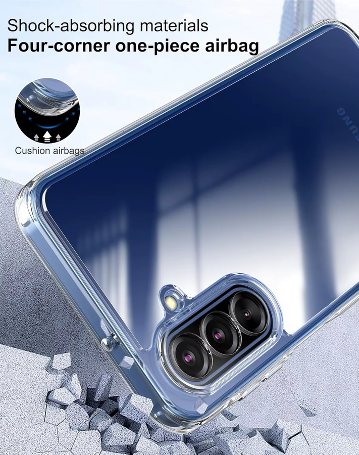 Hybrid Schutzhülle für Samsung Galaxy A17 und A16 mit 2 Stück Displayschutzfolie aus gehärtetem Glas, transparent, stoßfest mit weichem TPU-Stoßfänger - Bild 5