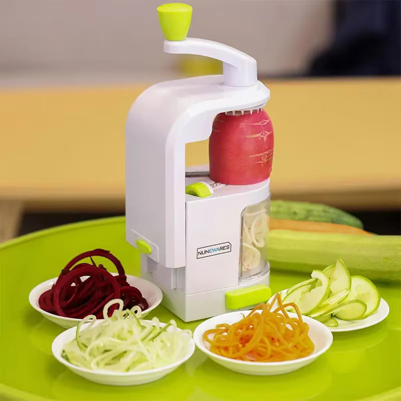 PGY 4-in-1 Gemüsespiralschneider mit rotierender Klinge und rutschfestem Saugnapf in Weiß - Bild 2