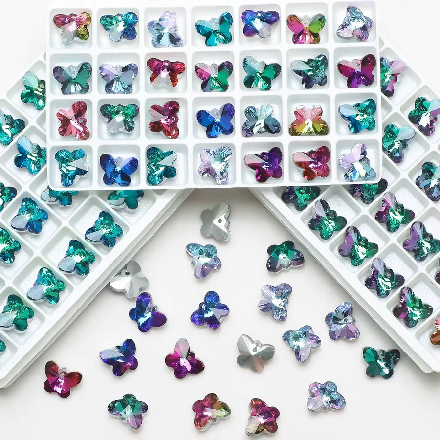 ZHUBI Schmetterling Kristallanhänger, Glas, Rosa Lila, Bunt - Bild 4