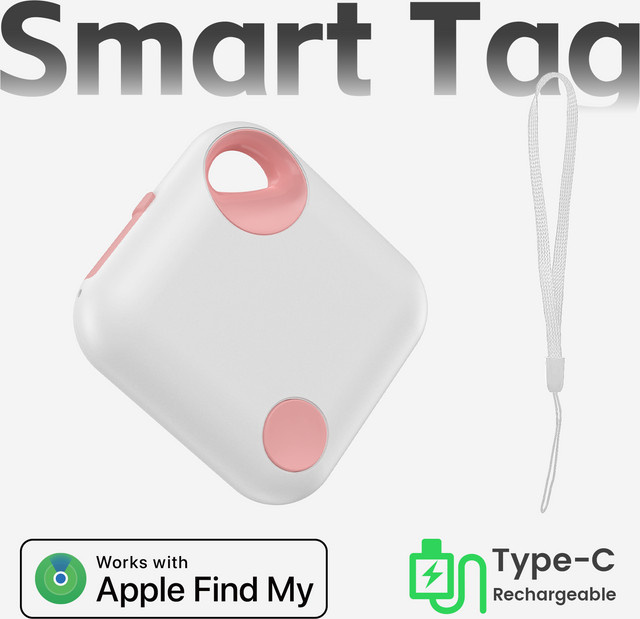 Wesense Smart Tag USB-C Tragbarer Langstrecken-Tracker für Apple Find My App, Weiß - Bild 1