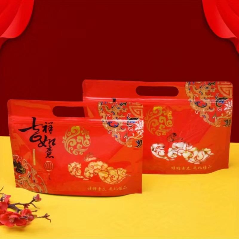 50 Stück Selbstverschließende Glücksbeutel für das chinesische Neujahr in Rot mit Sichtfenster als Geschenkverpackung für Süßigkeiten und Nüsse - Bild 4