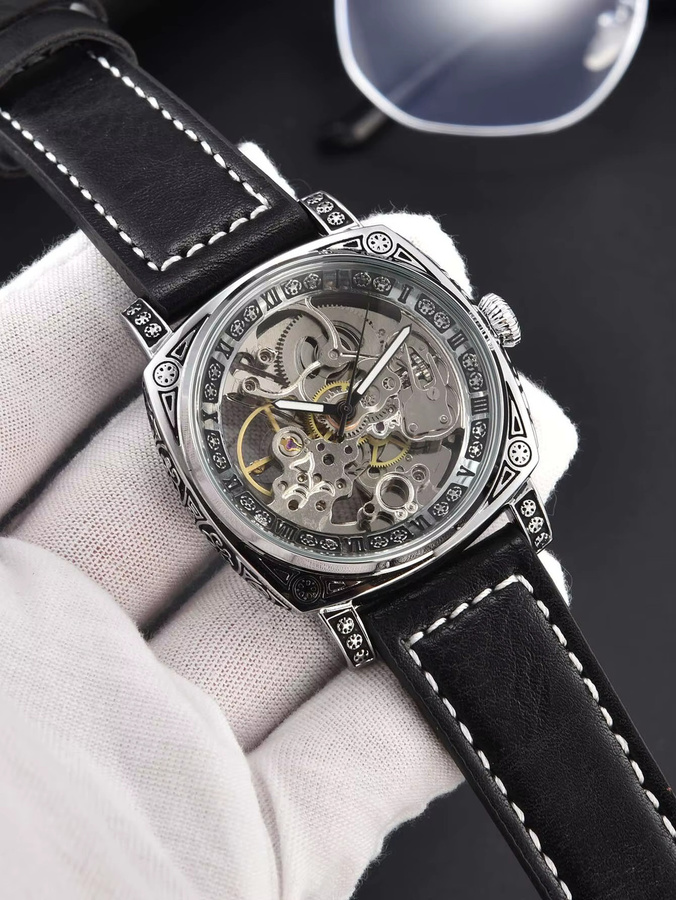 LONGLUX Armbanduhr Automatik, Edelstahl, Leder, Herren, Vintage - Bild 2