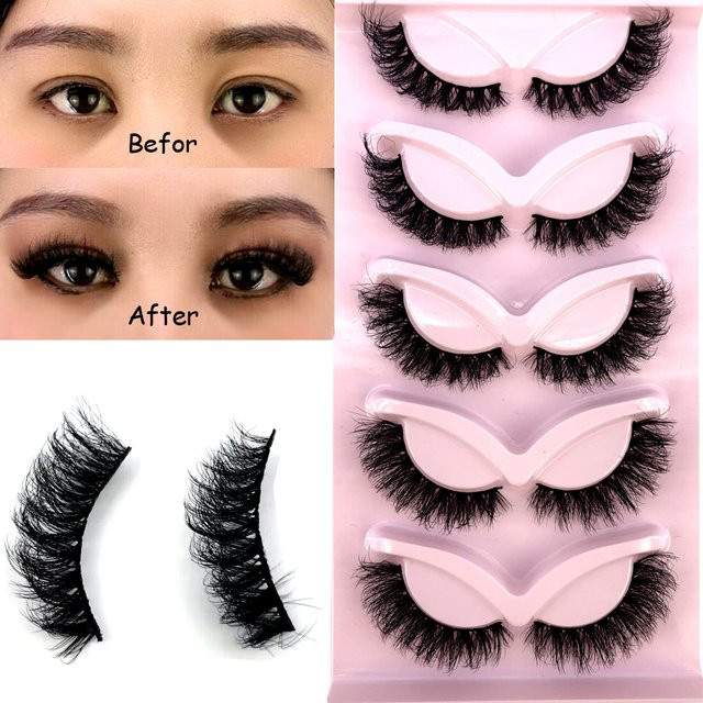 AMSDCN Cat-Eye Streifenwimpern, 5 Paar, Black, natürlich - Bild 1