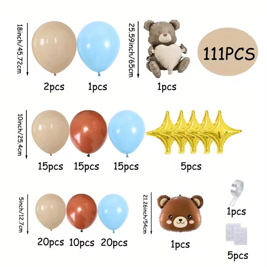 110-teiliges Retro-Bären Ballon-Bogen-Set in Multicolour für deine Geburtstags- und Hochzeitsdekoration - Bild 4