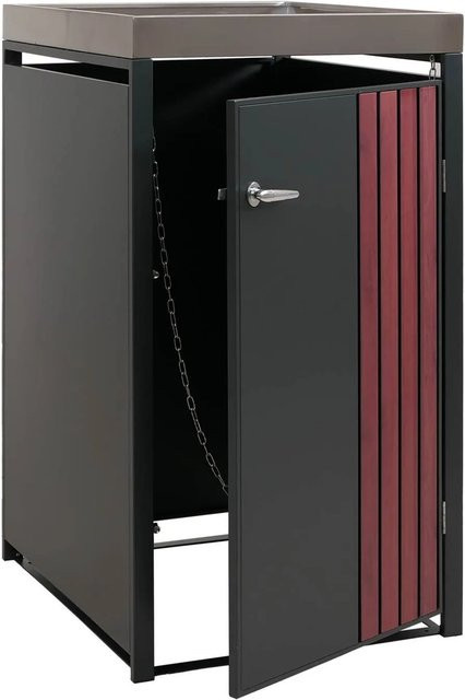 Proregal Mülltonnenverkleidung mit Pflanzkasten in Anthrazit Holzoptik aus verzinktem Stahl, H x B x T: 125 x 68 x 84 cm - Bild 1