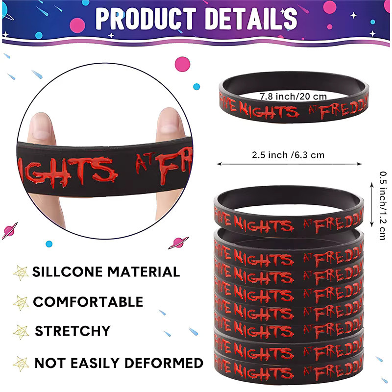 Five Nights at Freddy's Armbänder, Silikon, Schwarz, Unisex - Bild 4
