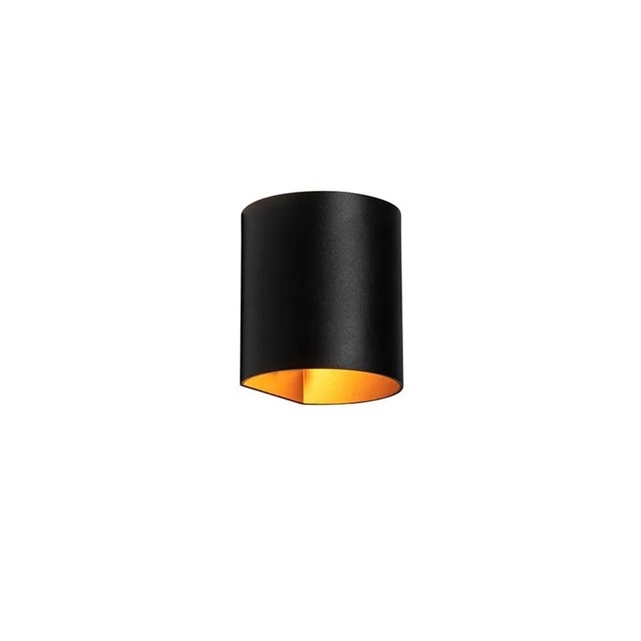 QAZQA Moderne Wandlampe in Schwarz und Messing, dimmbare Up-and-Down Leuchte aus Aluminium für Wohnzimmer, Flur oder Büro - Bild 2