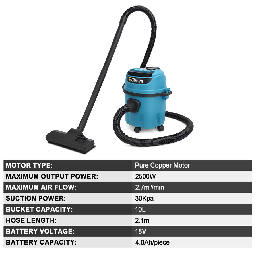 G perfil 10 l elektrischer Nass- und Trockensauger in Blau für Makita 18 V Akku-Pin mit 30 kPa Saugkraft - Bild 6