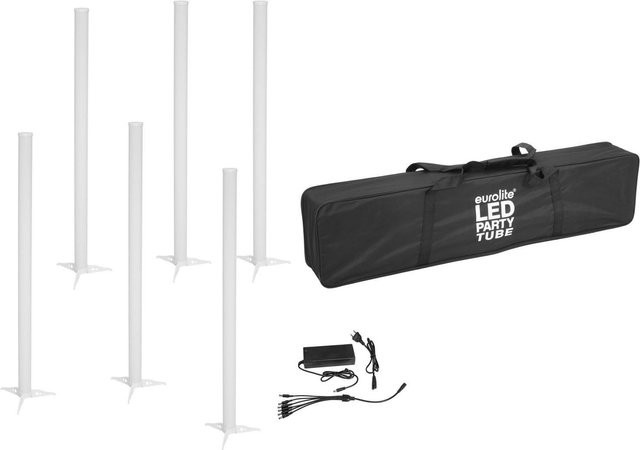 EUROLITE Set 6x Akku LED Party Tube RGB in Weiß mit Ladenezteil und Soft-Bag - Bild 1