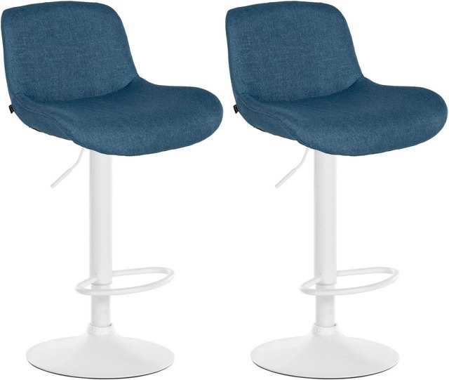 DELUKE 2er Set Barhocker PONOR, höhenverstellbare Barstühle aus Samt mit Lehne und 360 Grad Drehbarkeit, Blau/Weiß, B/T/H: 50 x 50 x 85 cm - Bild 1