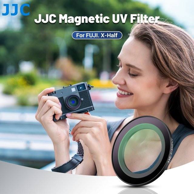 JJC Magnetischer UV-Filter mit Objektivdeckel für Fujifilm X-HF1 in Schwarz, L39 Antireflexions-Filter aus optischem Glas - Bild 1