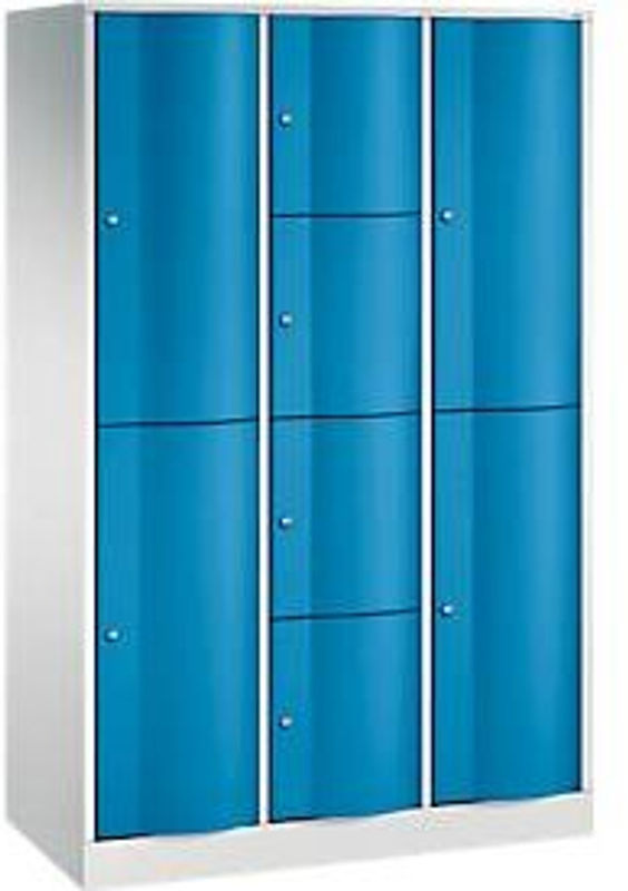 C+P Kombi-Schließfachschrank Resisto mit 3 Abteilen und 8 Fächern, Stahl, Lichtgrau/Lichtblau, B/T/H: 114,8 x 54,0 x 195,0 cm - Bild 2