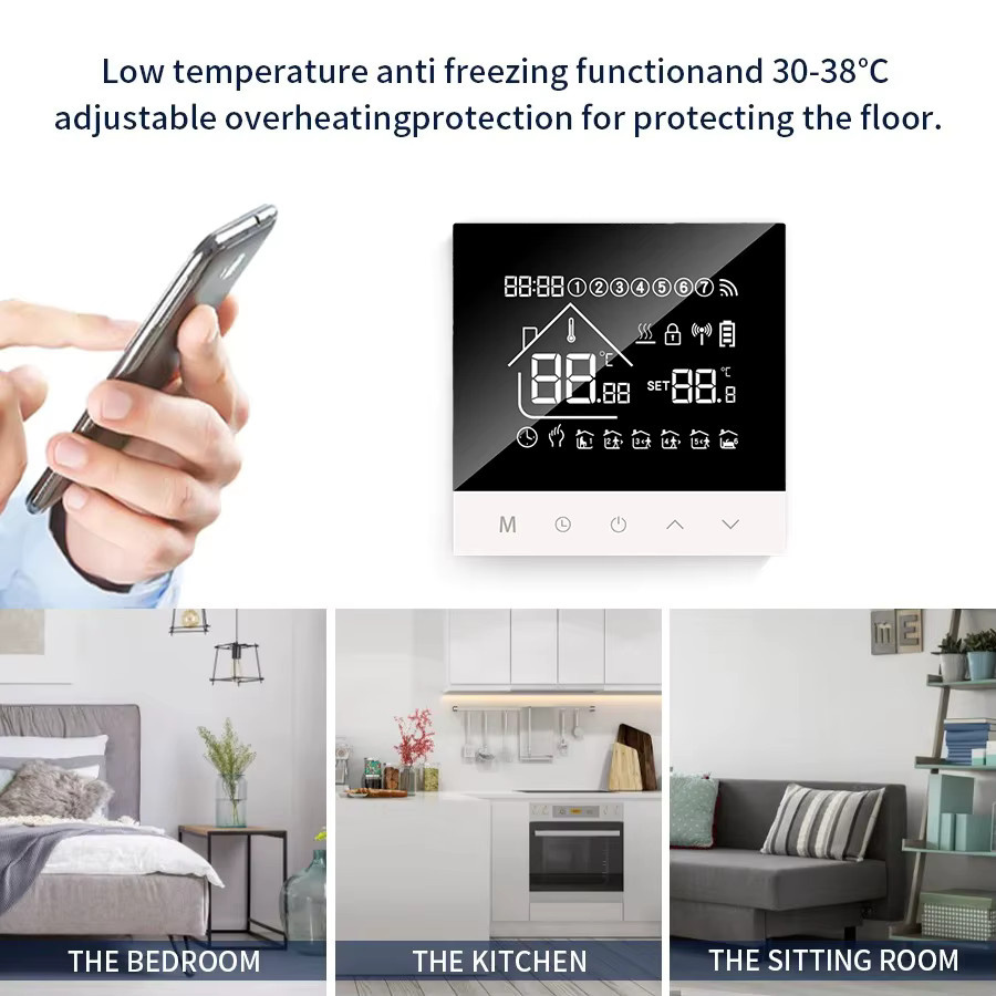 RKHK S4HGB Wifi Smart Heizung Thermostat mit LCD Display und Sprachsteuerung für Alexa und Tuya/Alice zur Steuerung von Elektro- und Wasser-Bodenheizungen - Bild 5