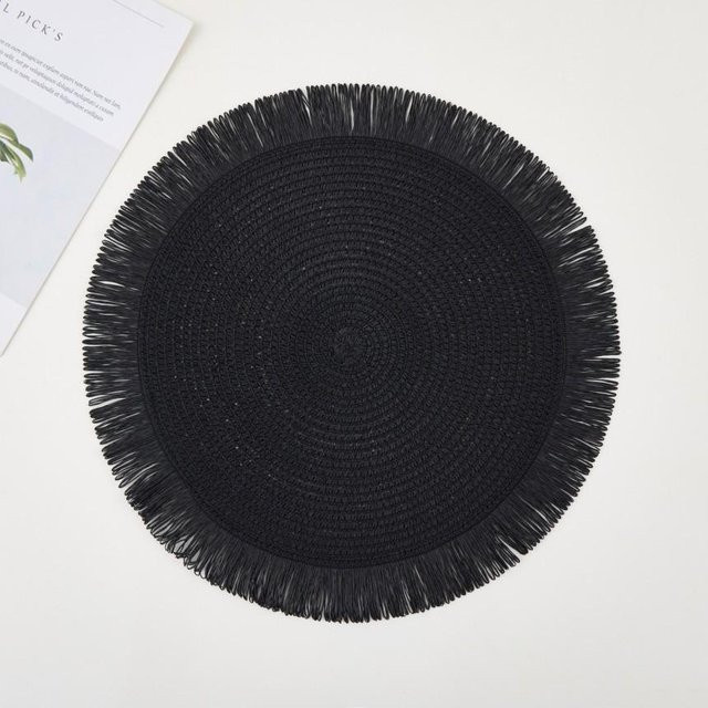 Rundes Tischset aus Leinen in Schwarz im modernen Western-Stil - Bild 1