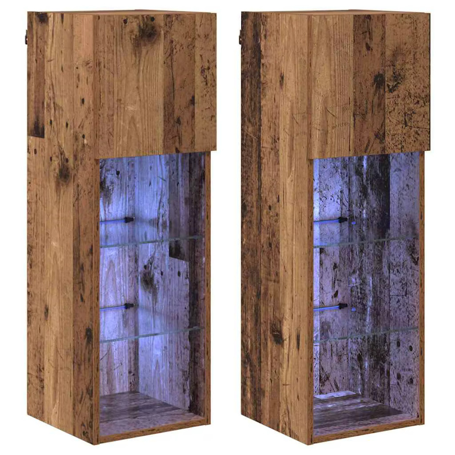 VIDAXL Wandmontierte TV-Einheiten im 2er-Set aus Holz in Antik-Optik, Braun, B/T/H: 30,5 x 30 x 90 cm - Bild 2