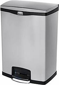 Rubbermaid Slim Jim Step-ON Tretabfallbehälter aus Edelstahl mit herausnehmbarem Inneneimer, 90 Liter, Schwarz - Bild 1