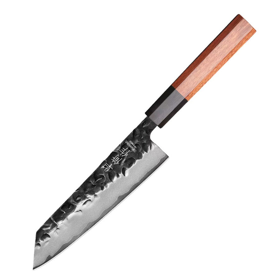 TUEWHO Kiritsuke-Butka Kochmesser aus handgeschmiedetem 3-lagigem Verbund-Carbonstahl mit Holzgriff, Silber, Länge: 15,2 cm - Bild 7