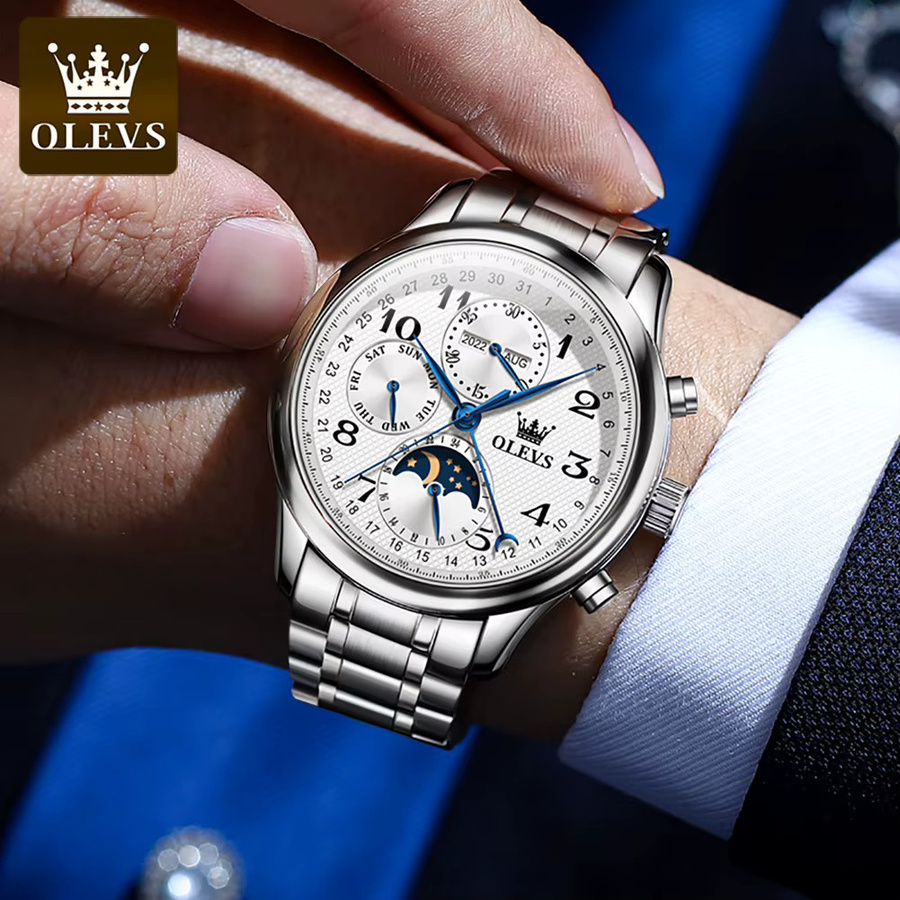 OLEVS Armbanduhr Automatik, Analog-Digital, Mondphase, 42 mm, Herren - Bild 5