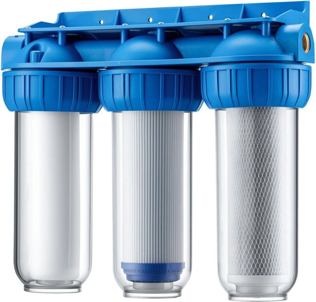 Naturewater Nw-Br10B4 3-Stufen Wasserfiltersystem mit Sedimentfilter und Aktivkohle, 1/2 Zoll, Blau - Bild 1