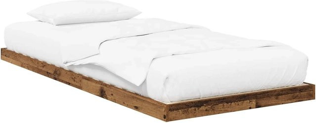 vidaXL Bodenbettrahmen aus Holzwerkstoff in Altholz-Optik, Farbe: Braun, B/T/H: 75 x 190 cm - Bild 1