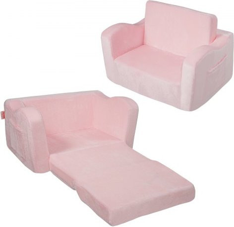 VEVOR Kids Couch 2-in-1 Kinder Sofa und Bett zum Umklappen, Polsterstuhl aus Flanell und 25D Schaumstoff, Pink - Bild 1