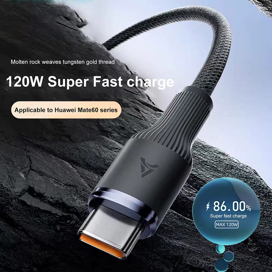 PD USB-C-Kabel 120W Schnellladekabel und Datenkabel in Schwarz für Huawei, Honor, Samsung und Xiaomi Typ-C - Bild 2