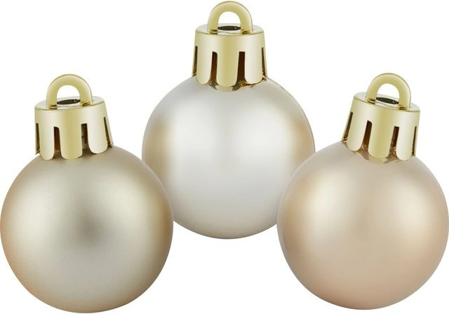 OBI Weihnachtskugeln aus Kunststoff in Gold und Beige, 9er Set, Durchmesser: 3 cm - Bild 1