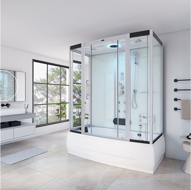 HOME DELUXE Dampfdusche DIAMOND BIG mit Whirlpoolfunktion und LED-Beleuchtung, Weiß, B: 190 cm, T: 100 cm - Bild 1