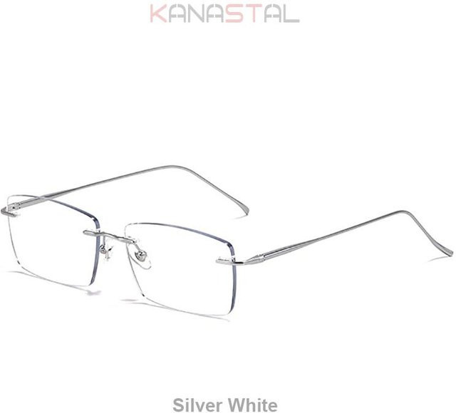 Bai Fen Bai Electronic 3C Korrektionsbrille, randlos, Titan, Unisex, silber weiß, rechteckig - Bild 1