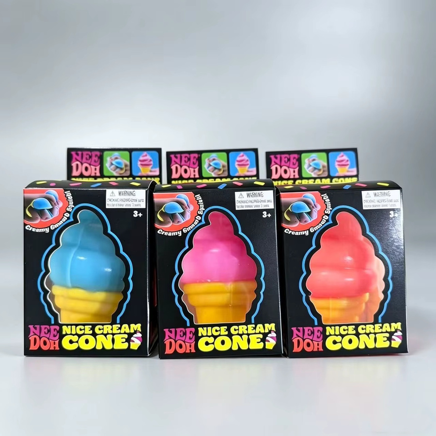 NEEDOH NiceCream Dreifarbiger Eis-Kegel Stressabbau-Spielzeug für Kinder und Erwachsene in Pink und Multicolour - Bild 2