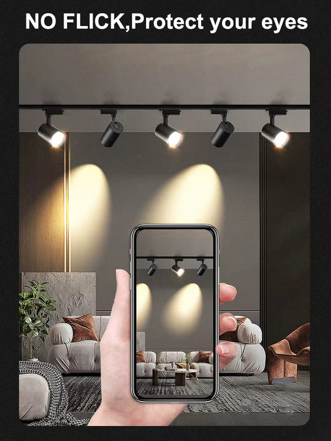 CANMEIJIA LED-Schienenstrahler 20W Dreifarbig für Schienensysteme, Deckenleuchte in Schwarz und Weiß zur Innenbeleuchtung im Wohnzimmer - Bild 5