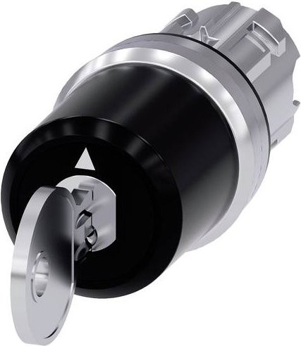 Siemens Schlüsselschalter 3SU1050-5JL01-0AA0 mit Metall-Frontring in Silber und Hochglanz-Finish - Bild 1