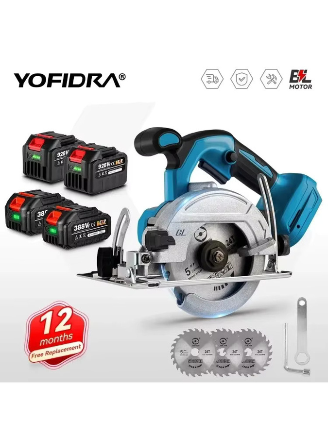 Yofidra Bürstenlose Elektrische Kreissäge 125 mm für Holzbearbeitung, kompatibel mit Makita 18 V Akku - Bild 7