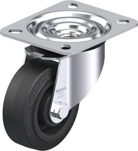 Blickle Lenkrolle LE-POEV 80XR aus verzinktem Stahl und Kunststoff, Rad-Durchmesser: 80 mm, Tragfähigkeit: 140 kg, Schwarz/Grau - Bild 1