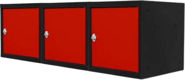 PROREGAL Blocky Schließfachwürfel Set aus 3 Stück mit Drehriegelschloss für Vorhängeschlösser, Farbe: Anthrazit/Verkehrsrot, B/T/H: 40 x 40 x 40 cm - Bild 1