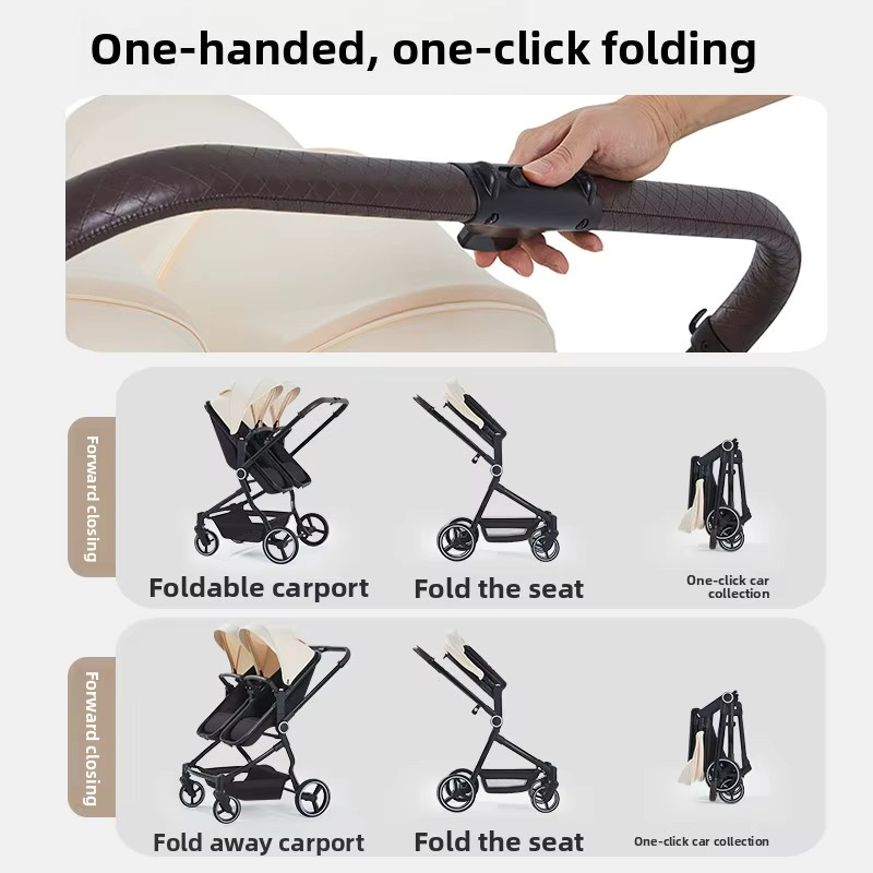 LUVCHAIN Multifunktionaler All-in-One Zwillingskinderwagen, klappbarer Doppel-Kinderwagen in Schwarz - Bild 4