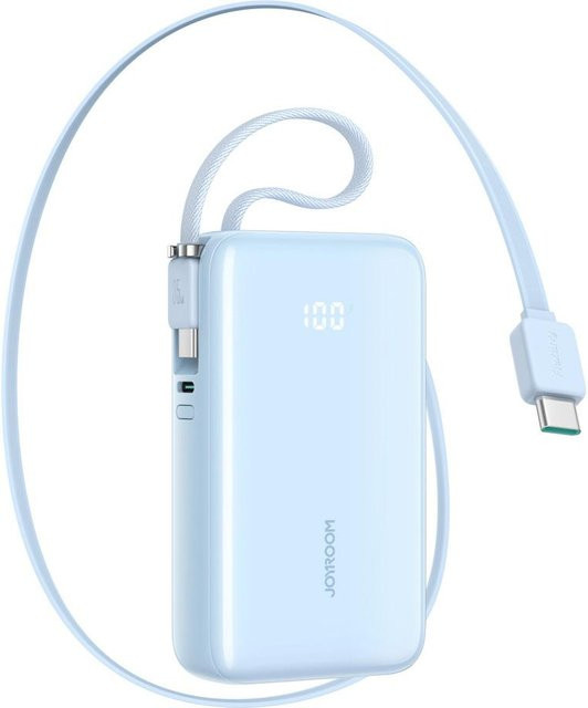Joyroom Powerbank 10000mAh mit 35W Schnellladung und integriertem USB-C Kabel in Blau - Bild 1