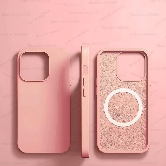 Original Flüssigsilikon-Magnethülle für Apple iPhone 12 Pro 13 14 15 Pro Max 15 Plus mit MagSafe Kompatibilität in Rosa - Bild 1