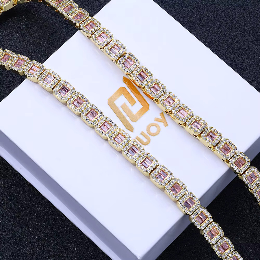 ESKEEM Tenniskette, Lila Baguette CZ Diamant, Clustered Micro Pave - Bild 6