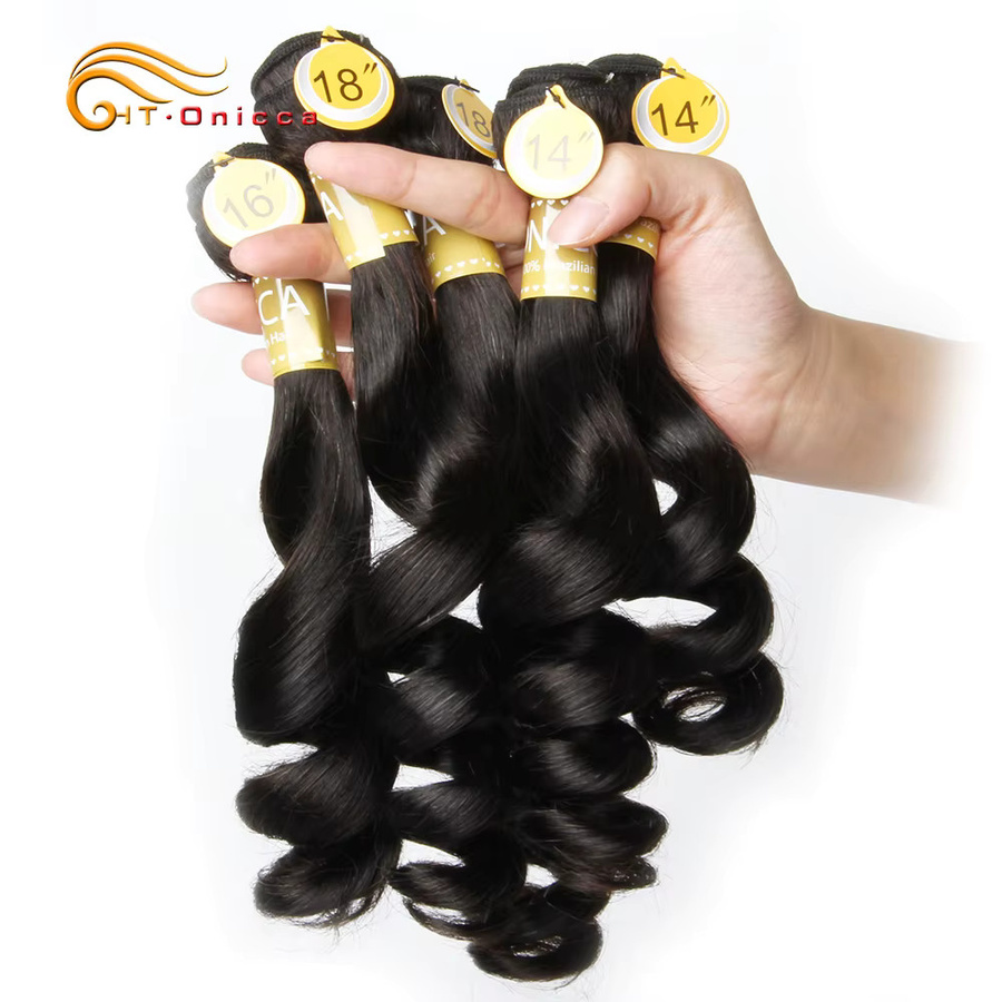 htonicca Haar Extensions Brasilianische Haarwebart, 5 Teile, Damen - Bild 3