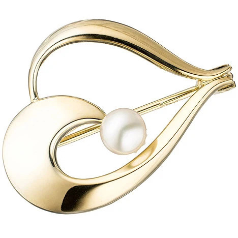 Colfem Brosche 585 Gelbgold, Süßwasser Perle - Bild 1