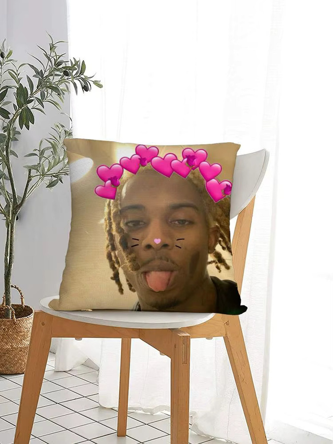 PIKPAKA P-Playboi Carti Kissenbezug aus Plüsch, quadratisch, schwarz/mehrfarbig, B/H: 30 x 30 cm - Bild 3